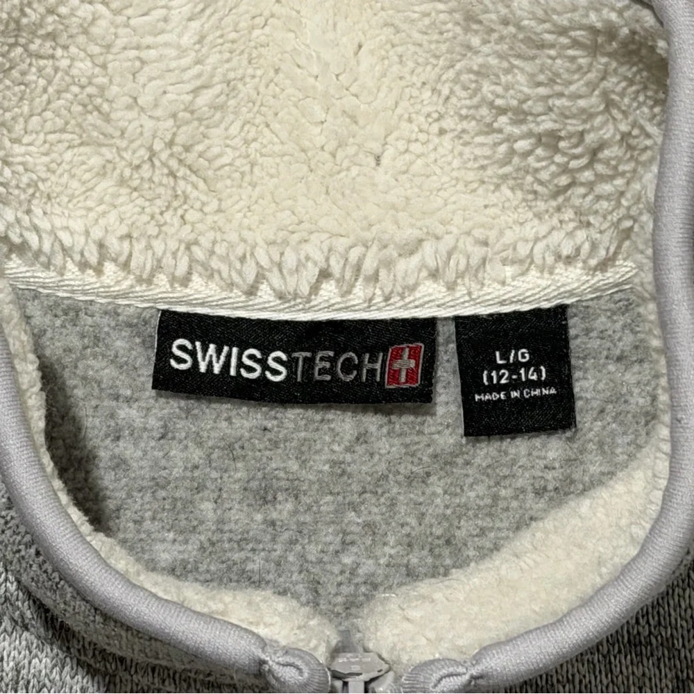Swiss Tech Women’s Gray Zip-Up Jacket Ivory Fleece Lined Sweater Large (12-14) - Picture 3 of 8
